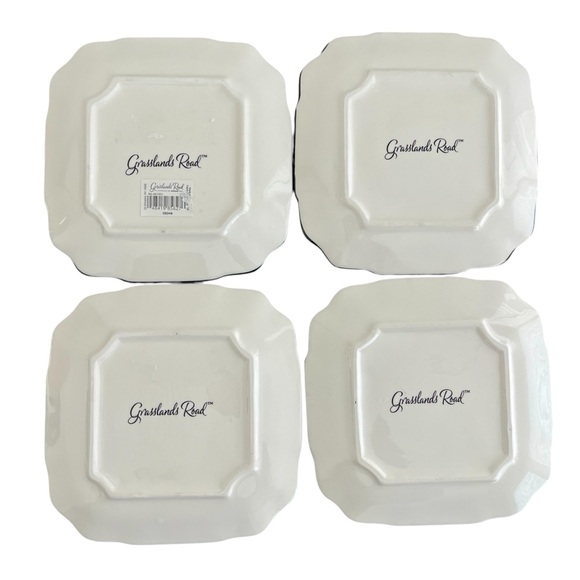 Appetizer Plates Set of 4 Grasslands Road 6.5" x 6.5" Black & White Square New - Picture 2 of 5